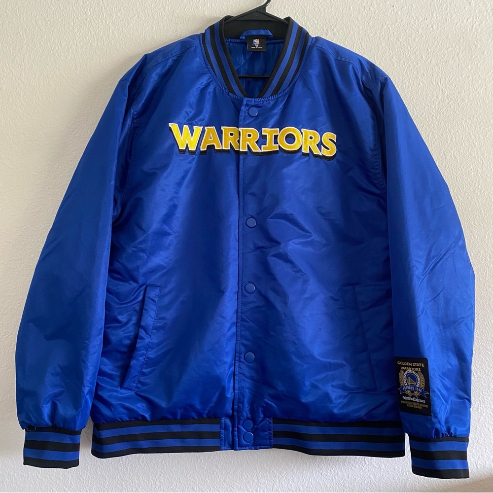 NBA Golden State Warriors Men’s Blue Bomber Jacket Size XL